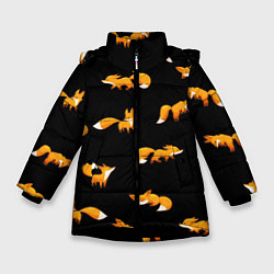 Куртка зимняя для девочки Лисы, цвет: 3D-черный