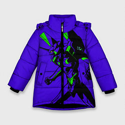 Куртка зимняя для девочки Евангилион, цвет: 3D-черный