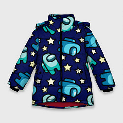 Куртка зимняя для девочки Among Us Звёзды, цвет: 3D-красный