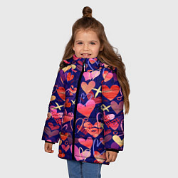 Куртка зимняя для девочки Love, цвет: 3D-черный — фото 2