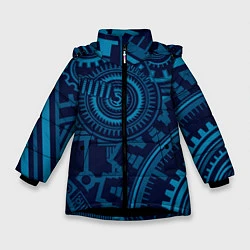 Куртка зимняя для девочки Steampunk Mechanic Blue, цвет: 3D-черный