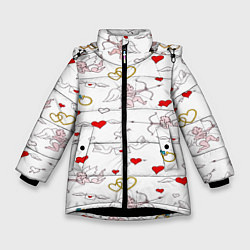 Куртка зимняя для девочки Прямо в сердце, цвет: 3D-черный