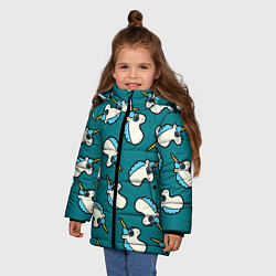 Куртка зимняя для девочки Крутые Единороги, цвет: 3D-черный — фото 2