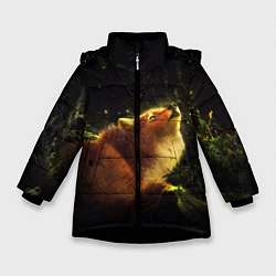 Куртка зимняя для девочки Лисица, цвет: 3D-черный