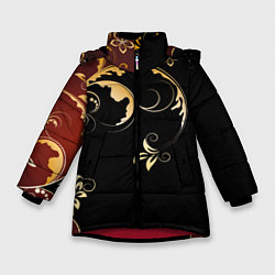 Куртка зимняя для девочки Узор - Хохлома, цвет: 3D-красный