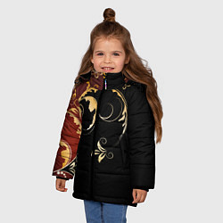 Куртка зимняя для девочки Узор - Хохлома, цвет: 3D-красный — фото 2
