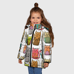 Куртка зимняя для девочки Котейки, цвет: 3D-черный — фото 2