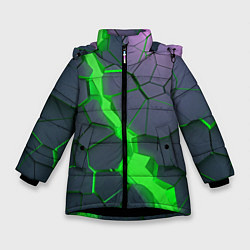 Куртка зимняя для девочки ЗЕЛЕНЫЙ РАЗЛОМ 3Д РАЗЛОМ, цвет: 3D-черный