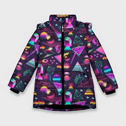 Куртка зимняя для девочки Vaporwave art, цвет: 3D-черный