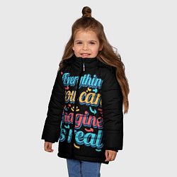 Куртка зимняя для девочки Реальность зависит от тебя, цвет: 3D-светло-серый — фото 2