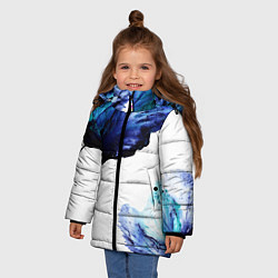Куртка зимняя для девочки Синие цветы, цвет: 3D-черный — фото 2