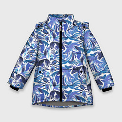 Зимняя куртка для девочки Рыбы-птицы Узоры