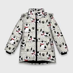 Куртка зимняя для девочки Собаки Dogs, цвет: 3D-черный
