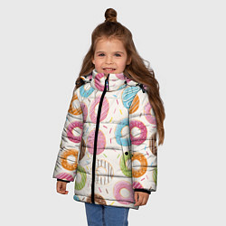 Куртка зимняя для девочки Пончики Donuts, цвет: 3D-черный — фото 2
