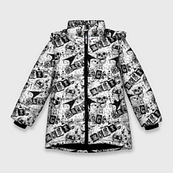 Куртка зимняя для девочки Rock music, цвет: 3D-черный