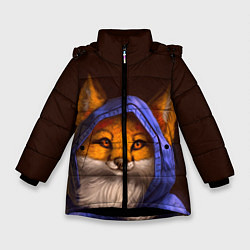 Куртка зимняя для девочки Лисенок в капюшоне, цвет: 3D-черный
