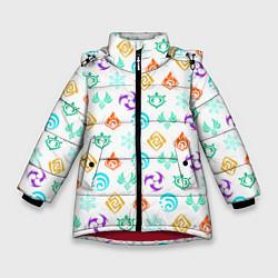 Куртка зимняя для девочки GENSHIN IMPACT ЭМБЛЕМЫ, цвет: 3D-красный