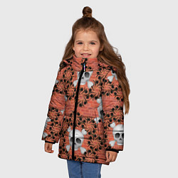 Куртка зимняя для девочки Кирпичные черепа, цвет: 3D-черный — фото 2