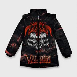 Куртка зимняя для девочки Valheim лицо викинга, цвет: 3D-черный