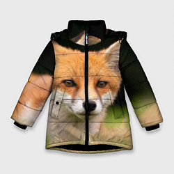 Куртка зимняя для девочки Мордочка лисицы, цвет: 3D-черный