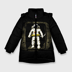 Куртка зимняя для девочки Первая Высадка На Луну, цвет: 3D-черный