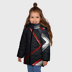 Куртка зимняя для девочки Luxury Black 3D СОТЫ, цвет: 3D-красный — фото 2