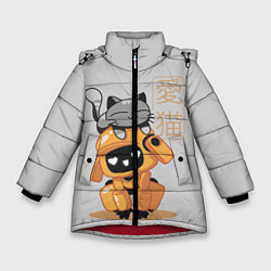 Куртка зимняя для девочки Cat and Robot ЛСР, цвет: 3D-красный