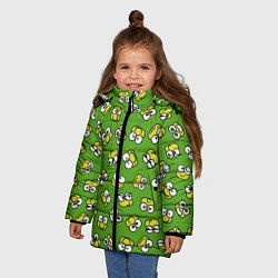 Куртка зимняя для девочки Смайлы Лягушки, цвет: 3D-черный — фото 2
