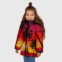 Куртка зимняя для девочки Гавайский закат, цвет: 3D-черный — фото 2