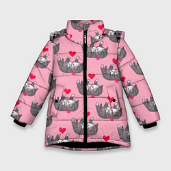 Куртка зимняя для девочки Пиксельные котики, цвет: 3D-черный