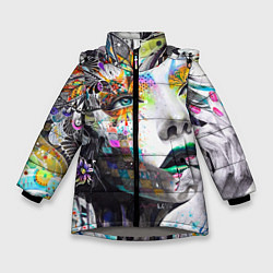 Куртка зимняя для девочки Абстрактная, цвет: 3D-светло-серый