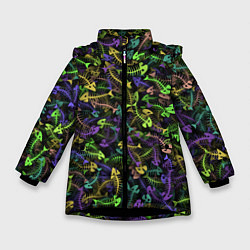 Куртка зимняя для девочки Neon Fish Bone, цвет: 3D-черный