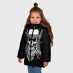Куртка зимняя для девочки Череп ковбоя с пистолетами, цвет: 3D-черный — фото 2