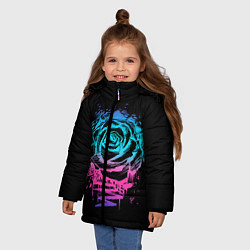Куртка зимняя для девочки Неоновая Роза Neon Rose, цвет: 3D-черный — фото 2
