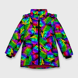 Куртка зимняя для девочки Неоновый папоротник, цвет: 3D-красный