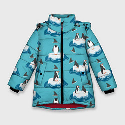 Куртка зимняя для девочки Пингвины, цвет: 3D-красный