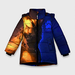 Куртка зимняя для девочки Furry lion, цвет: 3D-черный