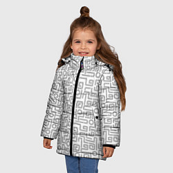 Куртка зимняя для девочки Геометрический лабиринт, цвет: 3D-черный — фото 2