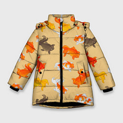 Куртка зимняя для девочки Рыбки, цвет: 3D-черный