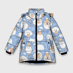 Куртка зимняя для девочки Счастливые овечки, цвет: 3D-черный