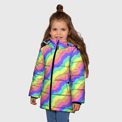 Куртка зимняя для девочки Радужные волны, цвет: 3D-черный — фото 2