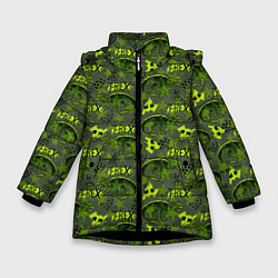 Куртка зимняя для девочки Динозавры T-rex, цвет: 3D-черный