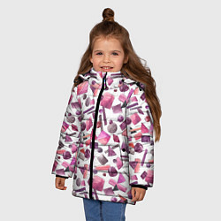 Куртка зимняя для девочки Геометрический розовый, цвет: 3D-черный — фото 2
