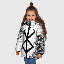 Куртка зимняя для девочки БЕРСЕРК logo чб, цвет: 3D-черный — фото 2