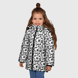 Куртка зимняя для девочки Футбольные Мячи, цвет: 3D-черный — фото 2