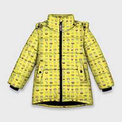 Куртка зимняя для девочки SpongeBobs facial expressions, цвет: 3D-черный
