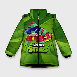 Куртка зимняя для девочки Базз Buzz Brawl Stars Green, цвет: 3D-черный