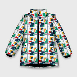 Куртка зимняя для девочки Геометрия, цвет: 3D-черный