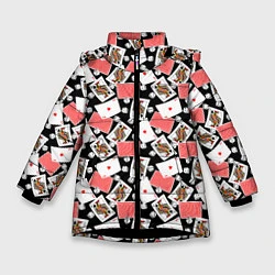 Куртка зимняя для девочки Карты, цвет: 3D-черный