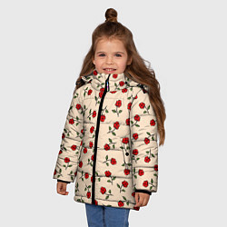 Куртка зимняя для девочки Прованс из роз, цвет: 3D-черный — фото 2